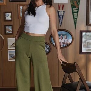 The Normal Brand Wanderlust Wide-Leg Knit Pants in Pine Needle